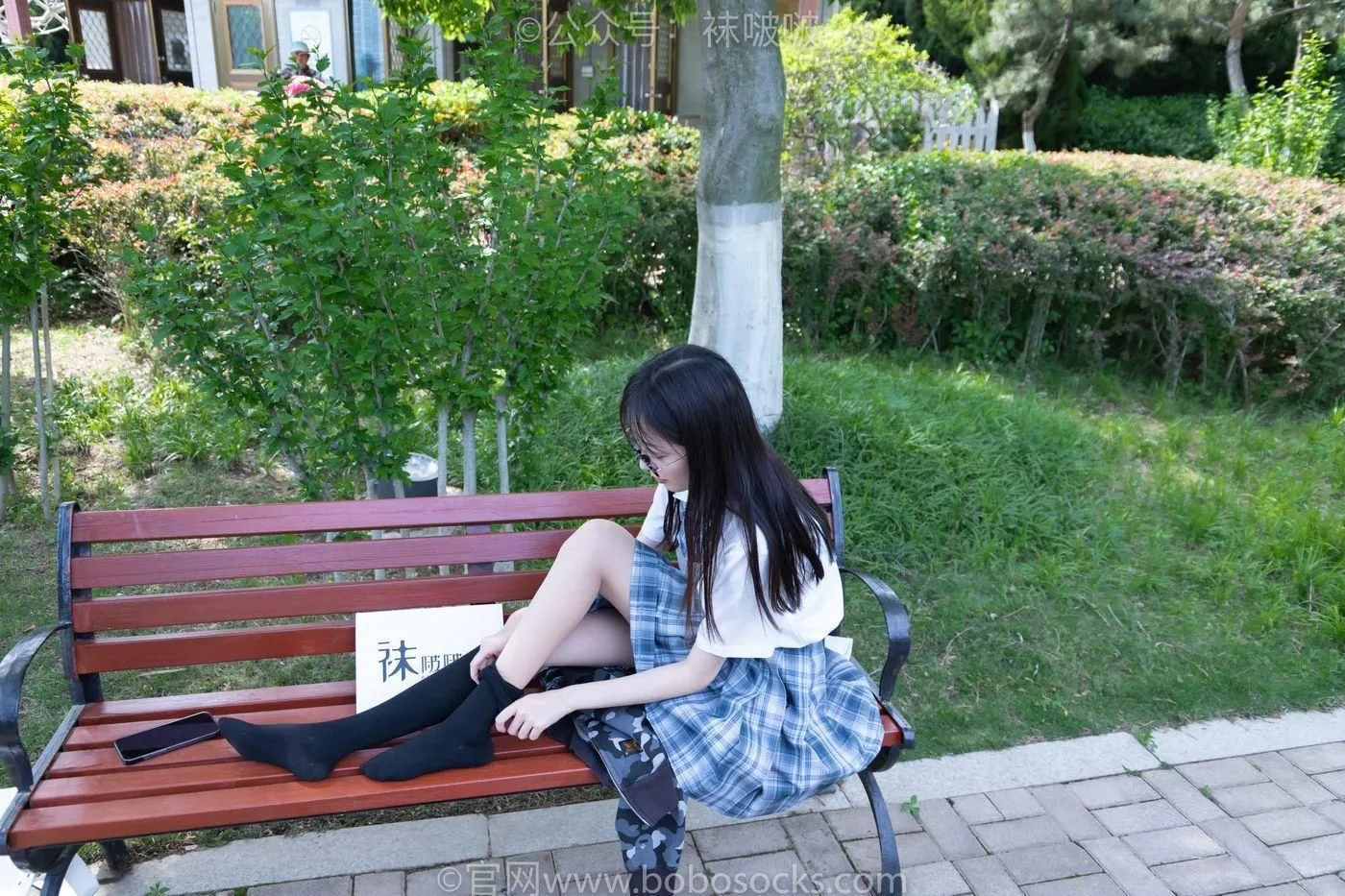 [BoBoSocks袜啵啵]NO.007 稚予-JK制服、皮鞋、黑色中筒棉袜、肉丝 [143P]插图7